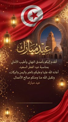 بطاقة عيد الفطر لدولة تونس